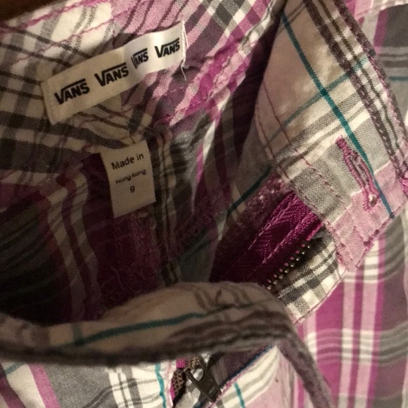 VANS Purple Checked Striped Shorts SZ 9 - Picture 5 of 6
